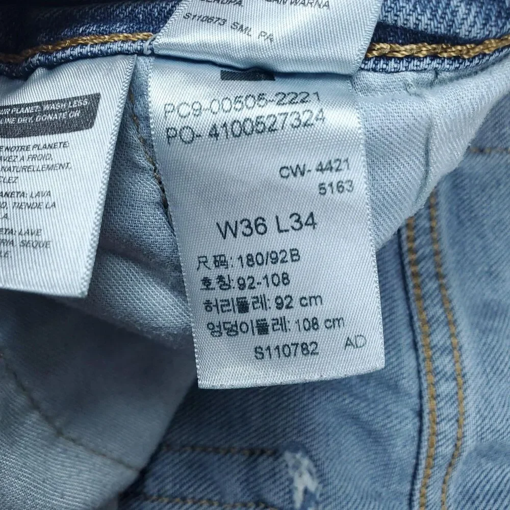 Levis 505 Jeans Mens 36x34 Blue Medium Wash Straight Zip Fly Regular Fit Denim